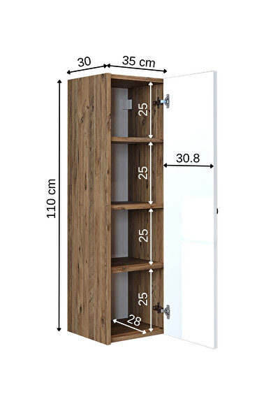 ROOMART Ada Banyo Dolabı Mat Suntalam 110 Cm Banyo Boy Dolabı