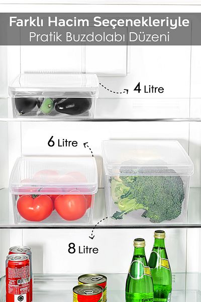 Meleni Home Set of 6 Storage Containers with Lids - Organizer Fruit Vegetable Ration 2X(4-6-8) Liters
