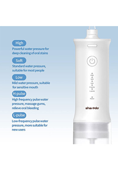 sharpdo Portable Cordless Water Dental Flosser with 4 Jet Tips, 5 Modes