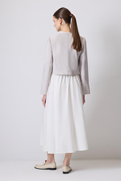 Touché Privé Beli Büzgülü Dokuma Etek