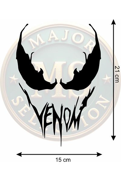 MS Major Selection سيارة Venom Face مقاس 15 × 21 سم، ودراجة نارية، وخوذة، وكمبيوتر محمول وملصق زجاجي