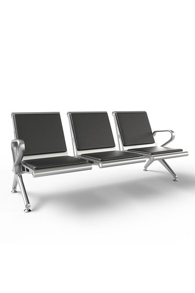 Mahmayi Banco Hf 3 Seater Metal Bench With Cushion - Modern Bench With Cushioned Seating & Mesh Back-Grey
