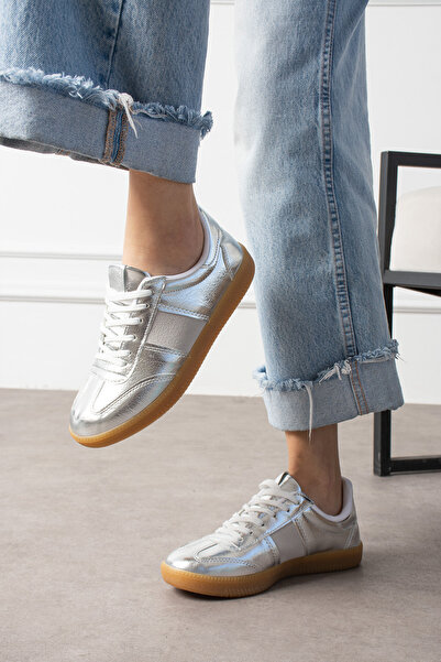 Trendpink Gümüş Krep Renk Taban Günlük Kadın Sneaker