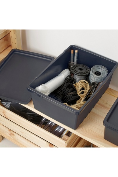 IKEA UPPSNOFSAD Storage Box with Lid, Black, 35x25x14 cm, 9L – Durable & Versatile Organizer