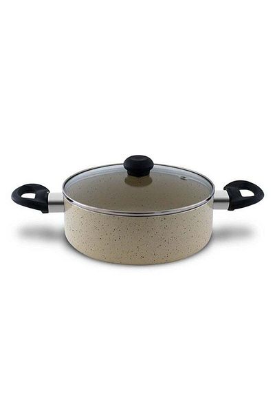 DELICI Aluminium Sauce Pan 30cm- Asp30ie, Aluminium With Granite Ivory Kitchen Cooking Cookware