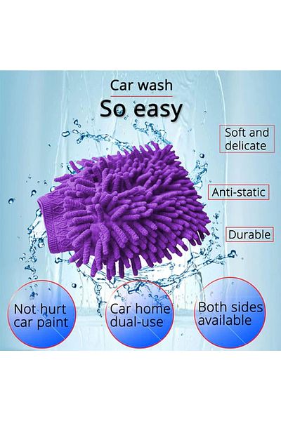 3XR Violet Microfiber Cleaning Glove, 18x15 cm, Soft, Absorbent, Non-Scratch for Car and Home Use