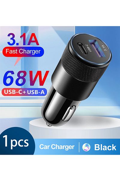 Choice Black 68w Pd Car Charger Usb Type C For Iphone 13 Xiaomi Huawei Quick Charge 3.0 Adapter