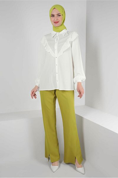 Alvina RIFFIR DETAIL BUTTONED BLUZ 43777