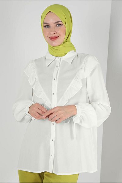Alvina RIFFIR DETAIL BUTTONED BLUZ 43777
