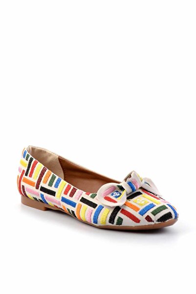 Bambi Ekru Nakışlı Kadın Babet K01641167182