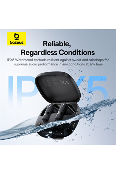 Baseus سماعات أذن لاسلكية حقيقية Bowie E20 - أسود عنقودي