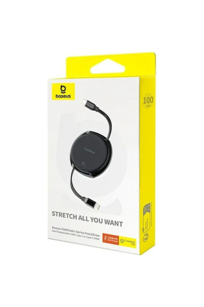 Baseus كابل بيانات شحن سريع Free2Draw من سلسلة Pathfinder من النوع C إلى النوع C - 100 وات - 1 متر - أسود