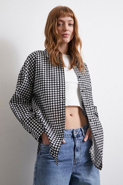 Never more Cotton Plaid Shirt - Black