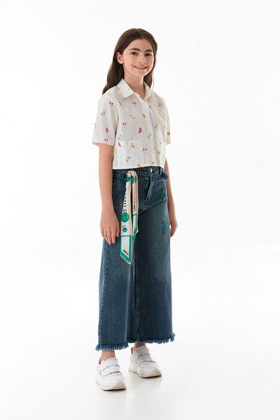 Fulla Moda 100% Cotton Girls' Trousers with Adjustable Waist and Tassels