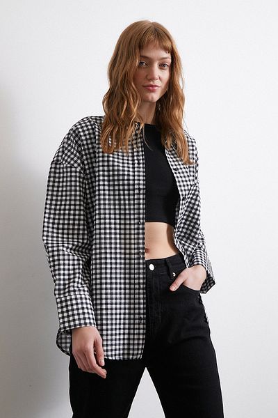 Never more Black Plaid Shirt
