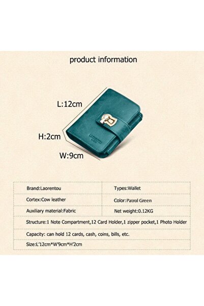 Laorentou Santorelli Hakiki Deri Italyan Malı Tokalı Fermuarlı Kadın Cüzdan - Kadın Kartlık