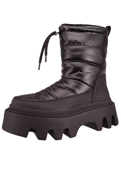 Buffalo Damen Elegante Stiefel Flora Puffer Vegan 1622359 Schwarz Black Textil/Synthetik