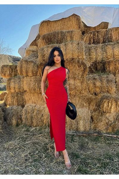 ELBEY One Shoulder Drape Detailed Dress