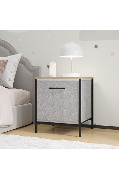eportatif Çocuk Dolap 1 Çekmeceli Komodin Sehpa Gri 1597