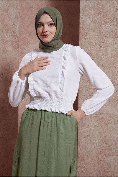 Alvina Ruffle Detailed Elastic Blouse - 44616