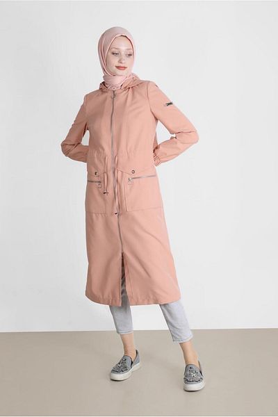 Alvina Eyelet Detailed Zippered Trench Coat 10561