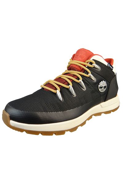 Timberland Herren Sportliche Halbschuhe Sprint Trekker WP Mid Boot TB0A61QG015 Schwarz Black Mesh with Red Tex