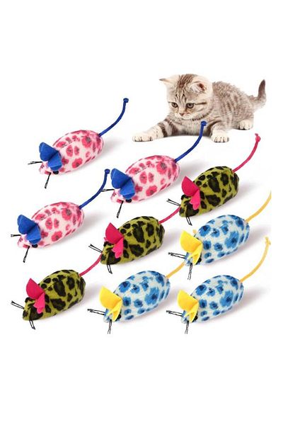 Glipet Three Color 6 cm 2 Piece Fabric Mouse Cat Toy
