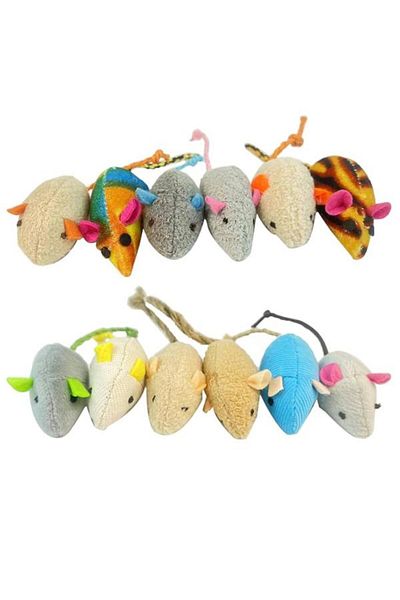 Glipet Colorful 2 cm Cat Toy and Mouse Fabric 6 cm Set of 2