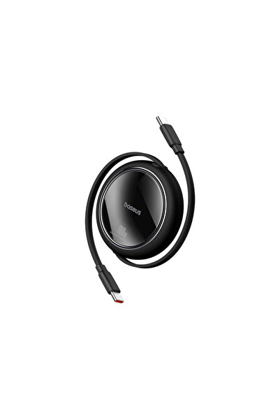 Baseus كابل شحن فري تو درو ميني قابل للسحب من النوع سي إلى النوع سي - ١٠٠ واط - ١ متر - أسود عنقودي