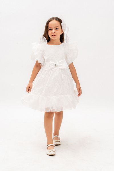 Eray Kids Βραδινό φόρεμα για κορίτσια με λεπτομέρεια από δαντέλα με μπαλόνι και φιόγκο