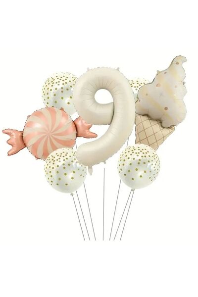 parti sürprizi مجموعة بالونات ريترو آيس كريم كاندي عمرها 9 سنوات