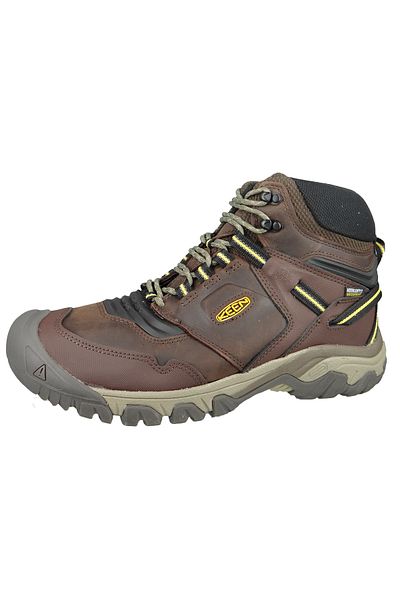Keen Herren Stiefel Wanderschuhe Ridge Flex Mid Wp 1026614 Braun Coffee Bean/ Yellow Leder/synthetik