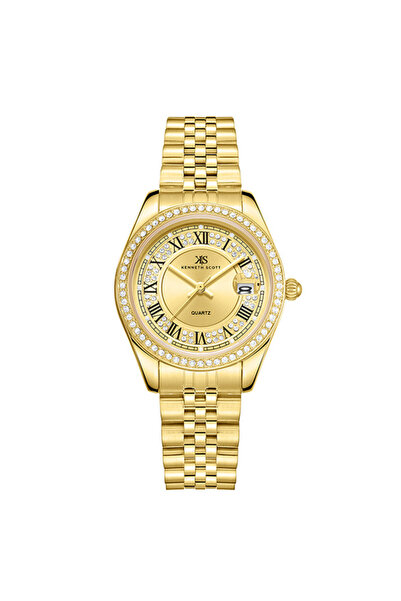 Kenneth Scott Women's Analog Champagne Dial Watch - K23544-GBGC
