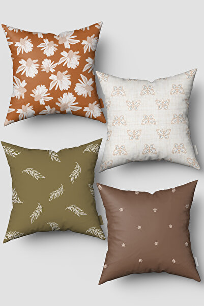 EsnafAli Σετ Κάλυμμα Μαξιλαριού Ριχτάρι 4 τεμαχίων με μοτίβο φύλλων πεταλούδα...