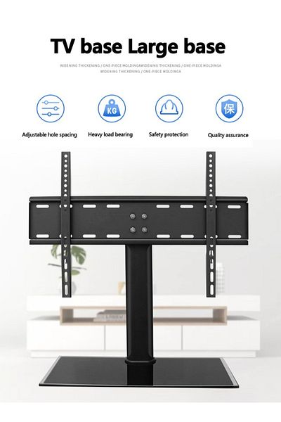 FlashHawk Universal TV Stand Table Bracket with Tempered Glass Base for 32-50 inch LCD LED TVs