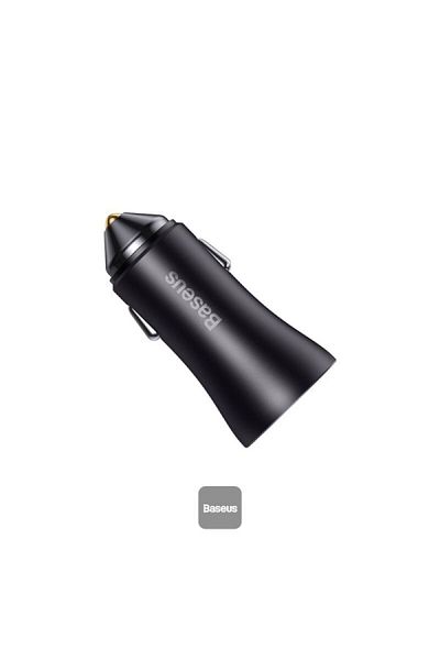 Baseus Baseus Golden Contactor Max Dual Fast Car Charger USB + USB-C - 60W - Dark Grey