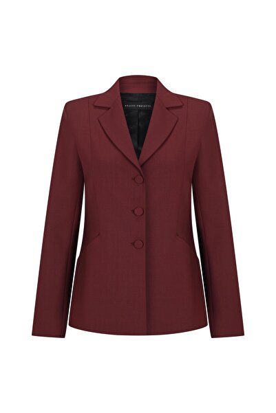 Beauty Omelette Bordo Bele Oturan Kısa Yün Ceket