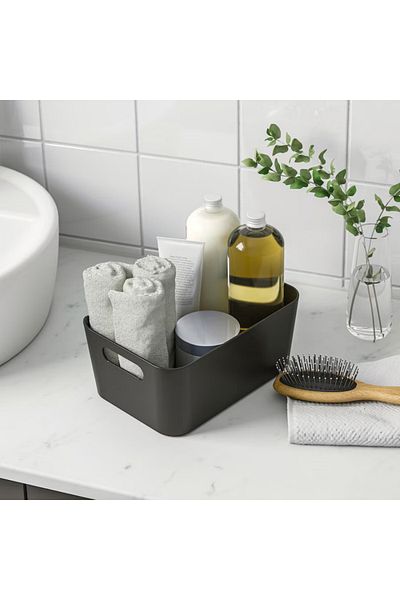 IKEA UPPDATERA Box, Anthracite, 24x17 cm – Durable & Grip-Friendly Storage Organizer