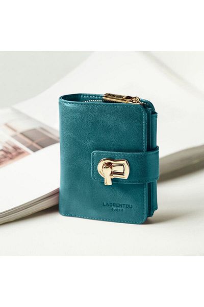 Laorentou Santorelli Genuine Leather Italian Made Buckle Zippered Women's Wallet - Women's Card Holder