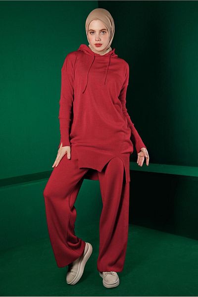 Alvina DOUBLE PANT WITH SLIT DETAILKnitwear Suit 43213