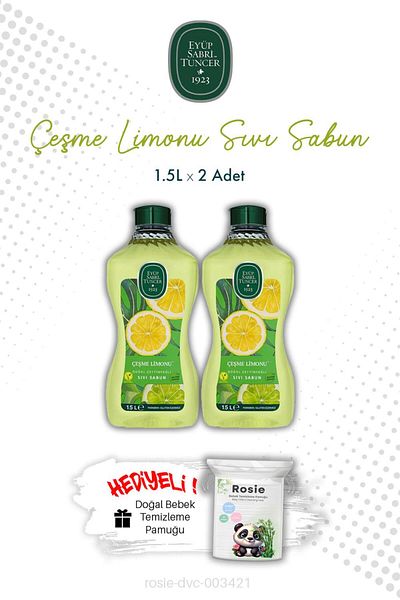 Eyüp Sabri Tuncer Çeşme Lemon Eyüp Sabri Tuncer 1.5L Liquid Soap X2 and Rosie
