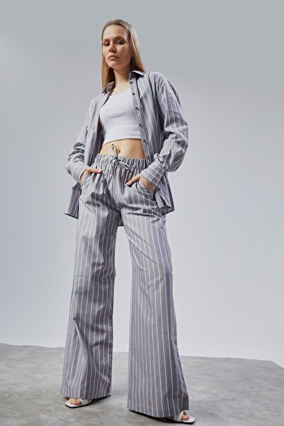 POSH & PURA سروال قميص بدلة منسوجة للنساء