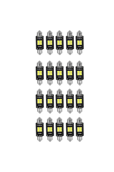 Generic مجموعة من 20 مصباح LED CANBUS للاستخدام في السيارات - لمبات 39 مم للاستخدام الداخلي ولوحة الترخيص