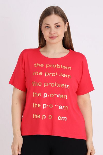 İntensive Pomegranate Short Sleeve Printed Women's Large Size Comfortable Fit T-Shirt