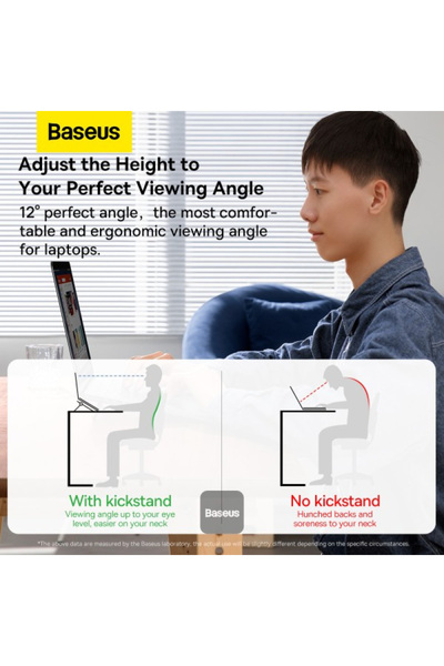 Baseus حامل لابتوب رفيع من باسيوس مع زاوية عرض قابلة للتعديل - قطعتين - فضي