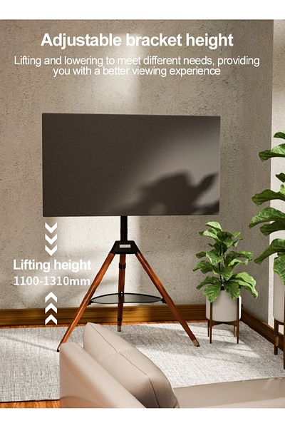 FlashHawk Rotatable Floor Wooden TV Stand with Storage Base for 32-65 inch Screen TVs