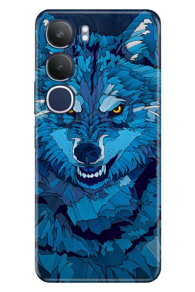 senada Vivo Y19s Case Vivo Y19s Colorful Silicone Printed TPU Blue Drawing Wolf