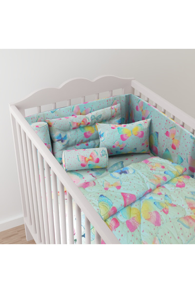 Kidz Klub 7-Piece Baby Crib Sleeping Set, Dreamy Butterfly Haven Cot Set, Size: 70 x 130 cm
