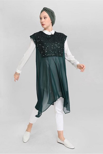 Alvina 40569 Model Double Tunic with Sequins