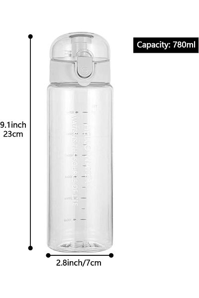 COOYA Sports Water Bottle,Reusable BPA-Free,Leak-Proof Plastic,with Carrying Strap and Flip Top,White
